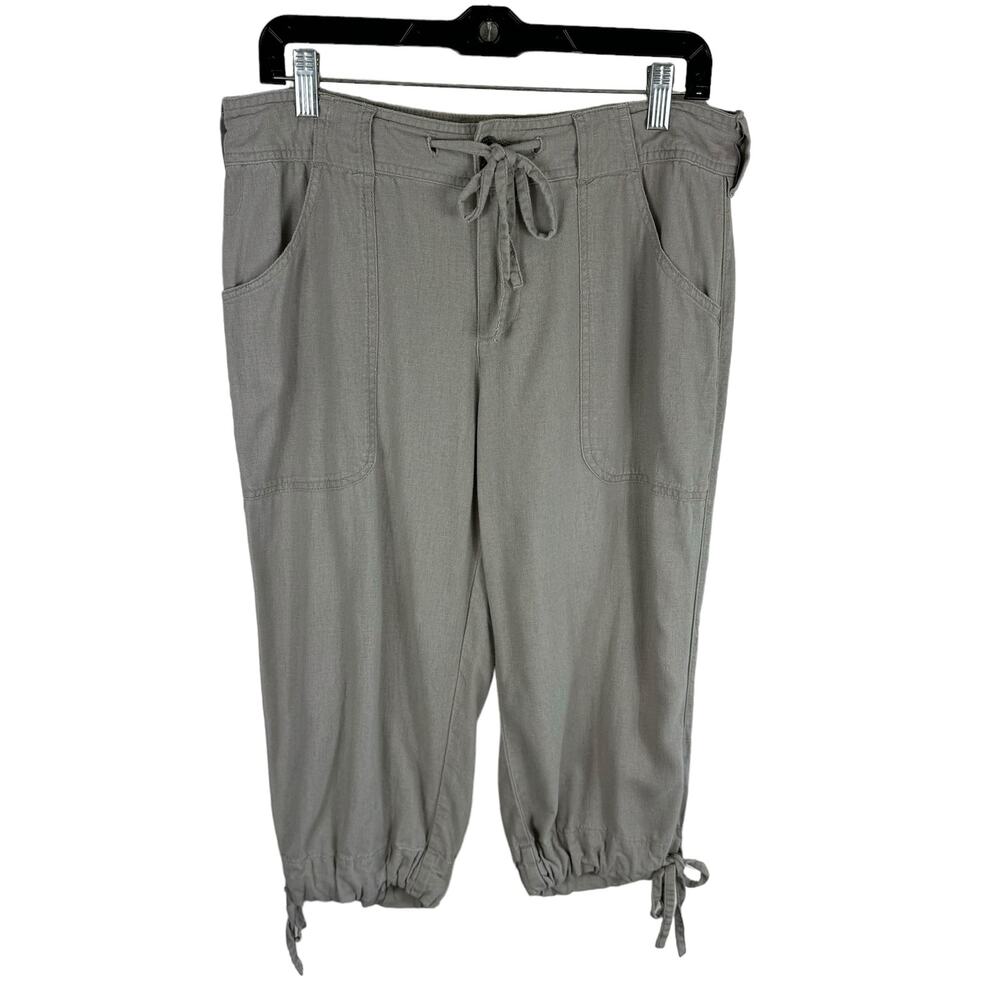 Cabela's Womens Tan Linen Viscose High Rise Light Capri Casual Pants Size 10